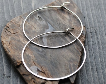 Thin Silver Hoop Earrings - Hypoallergenic Silver Jewelry - 2" - 2.5" - 3" - 3.5" Hoops