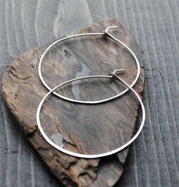 Thin Silver Hoop Earrings Hypoallergenic Silver Jewelry | Etsy
