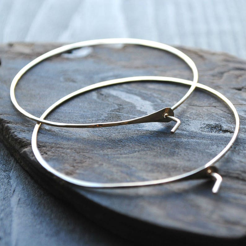 Thin Gold Hoop Earrings 14K Gold-filled Hoops Medium 2 | Etsy