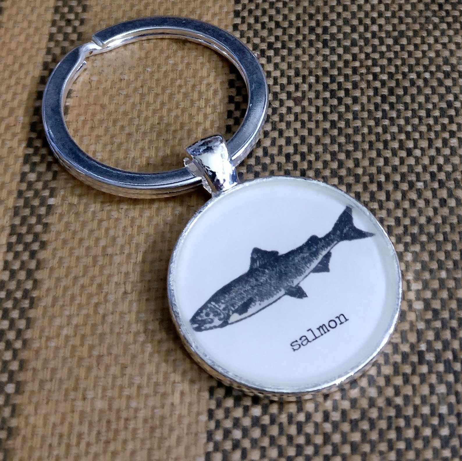 Salmon Keychain Salmon Vintage Dictionary Image Keychain Etsy