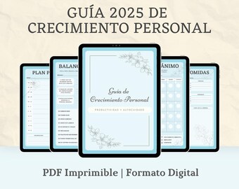 Planificador de autocuidado 2025: Rastreador de productividad y hábitos imprimible (PDF)
