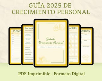 Planificador de crecimiento personal 2025: Autocuidado y productividad (PDF imprimible)