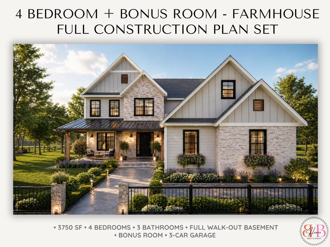 Modern Farmhouse House Plan 2 Story | 4 Bedroom 3 Bathroom Home Plan ...