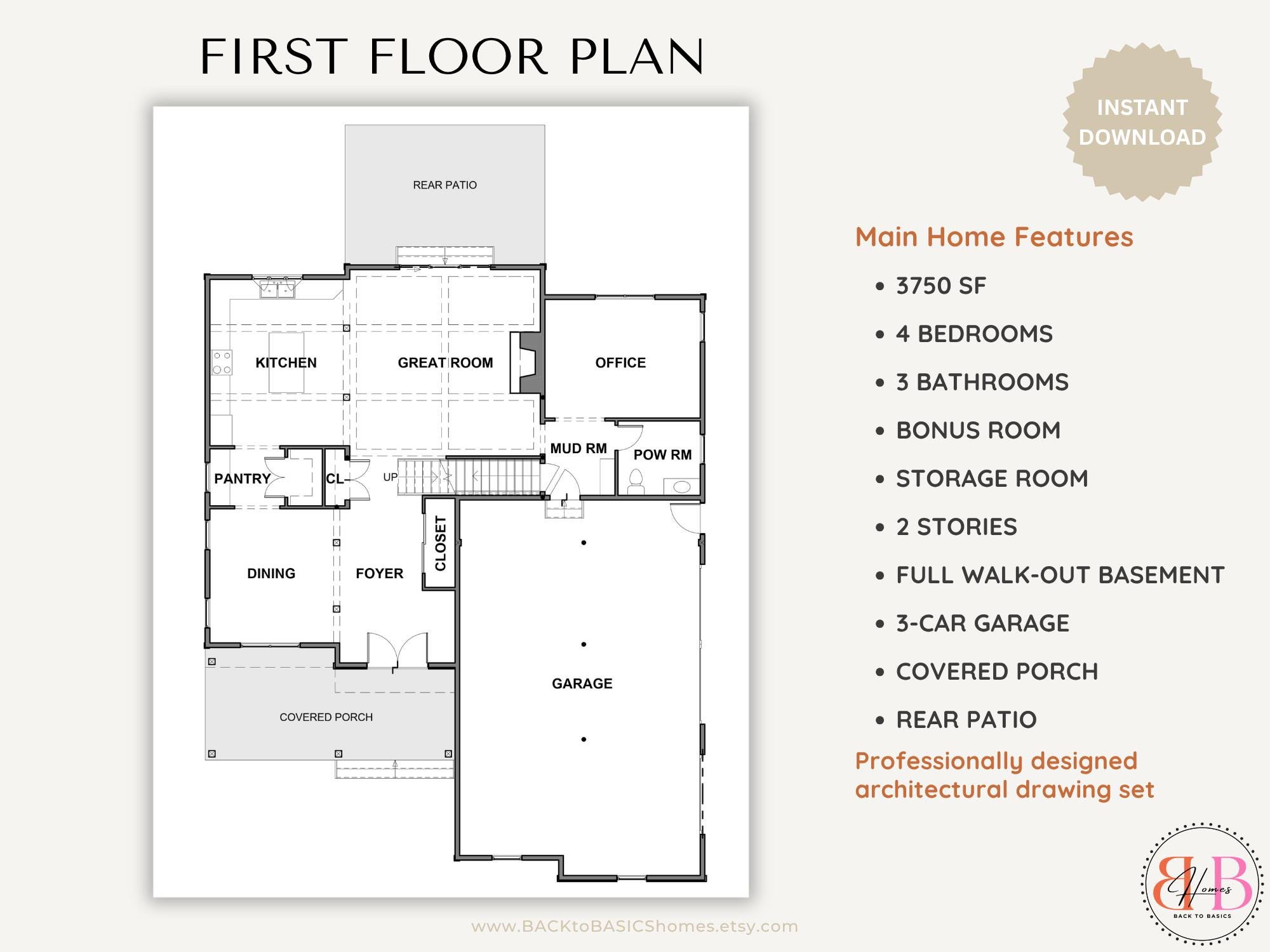 Modern Farmhouse House Plan 2 Story | 4 Bedroom 3 Bathroom Home Plan ...