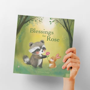 Livre de bénédictions personnalisé pour bébé, cadeau de baptême, livre de marraine, conseils chrétiens doux, souvenir de bébé, livre pour enfants rempli de foi