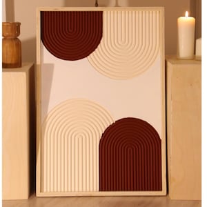 Arte de línea geométrica, decoración de pared de mediados de siglo, arte de pared de madera boho, regalo de inauguración de la casa, arte de pared de madera, para sala de estar