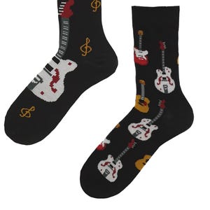 Calcetines unisex con diseño de guitarra, música rock clásica, calcetines, calcetines divertidos, calcetines locos, calcetines coloridos, idea de regalo, regalo perfecto, no coincidentes