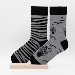 Zebra Wild Horse Unisex Socks, Socks, Funny Socks, Crazy Socks, Colorful Socks, Gift Idea, Perfect Gift, Mismatched