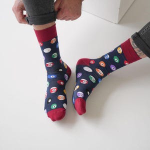 Billiards Billiard Club Billiard Balls Unisex Socks, Socks, Funny Socks, Crazy Socks, Colorful Socks, Gift Idea, Perfect Gift, Mismatched