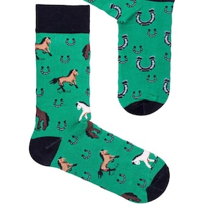 Horse Lucky Horseshoe Unisex Socks, Socks, Funny Socks, Crazy Socks, Colorful Socks, Gift Idea, Perfect Gift, Mismatched