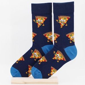 Pizza Tasty Happy Pizza Day Unisex Socks, Socks, Funny Socks, Crazy Socks, Colorful Socks, Gift Idea, Perfect Gift, Mismatched