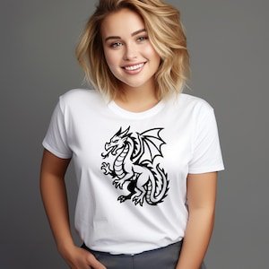 Dragon SVG Vector Design: Dragon PNG, Black and White Fantasy Creature Silhouette