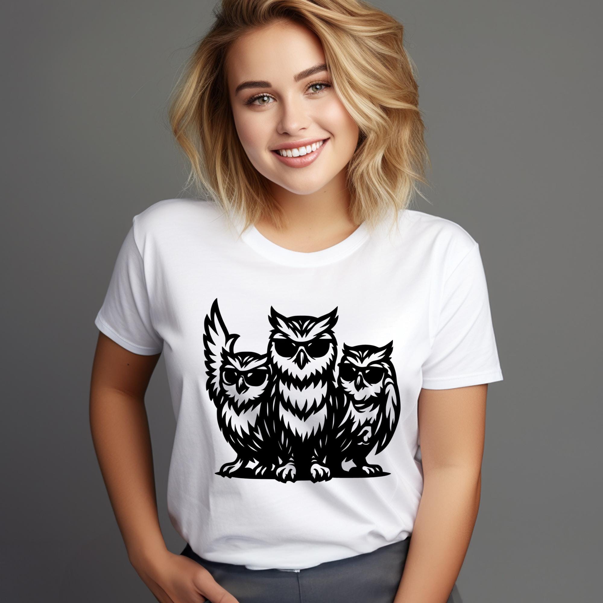 Owl Silhouette PNG: Animal Clip Art, Cricut Cut Files, Digital Drawing, Owl With Sunglasses