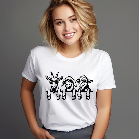 Sunglasses Goats Clipart: Funny Farm Animal Vector Design, Digital Drawing, Animal Clip Art