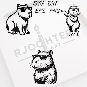 Capybara SVG Bundle - Sunglasses Rodent Clipart | Capybara Vector Art for Cricut, Sublimation & Print | png dxf eps Files