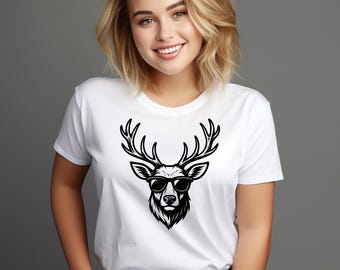 Deer with Sunglasses SVG Bundle: Animal Clip Art, Cricut Cut Files, Digital Drawing