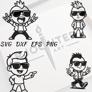 Mohawk Man Wearing Sunglasses – Punk Mohawk Man SVG, Mohawk PNG, Punk PNG, Mohawk Clipart, Punk Clipart