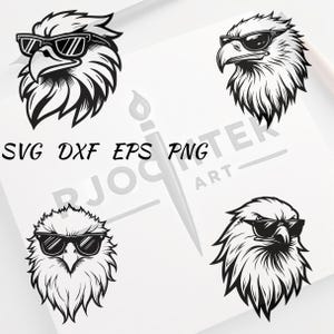 Eagle Wearing Sunglasses SVG | Cool Eagle Clipart | Eagle Head Vector | Eagle Logo Bundle | Eagle Clipart