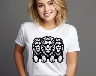 León con gafas de sol PNG SVG: Arte animal divertido (Descarga digital)