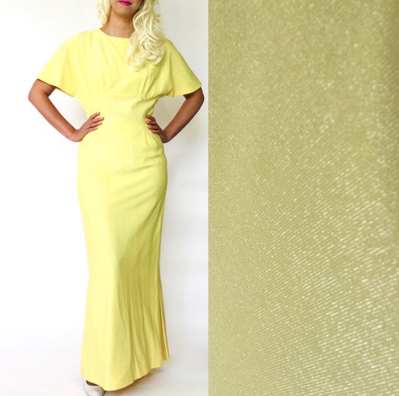 vintage 70’s does 30’s gown shimmery yellow bright