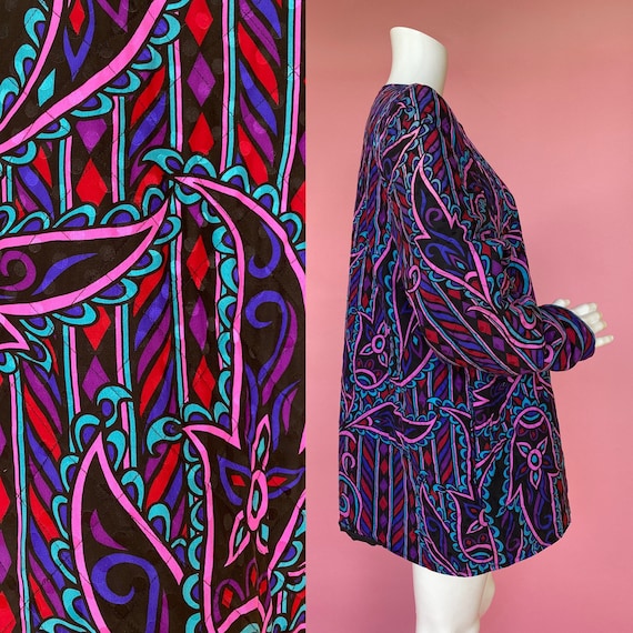 90’s silk quilted bob mackie jacket XL psychedelic