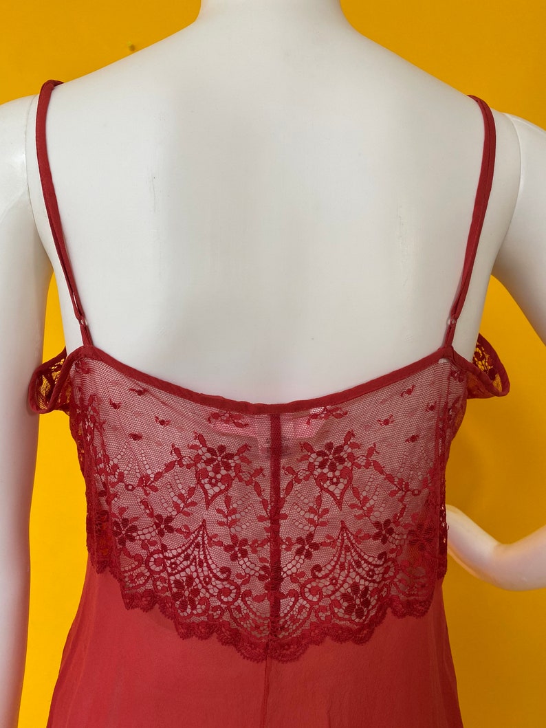2000s Y2K red lace babydoll camisole teddie tunic blouse top | Etsy