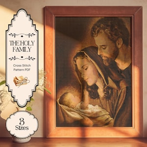 The Holy Family Cross Stitch Pattern | Nativity Scene Embroidery PDF | Religious Counted Cross Stitch Chart | Christian Wall Art Pattern