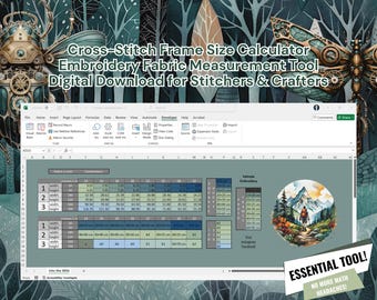 Kreuzstichrahmen-Größenrechner | Stickmuster-Werkzeug | Digitaler Download für Quilter & Bastler