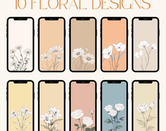 10 Luxury Floral 2D Illustration Phone Wallpapers | Elegant & High-Quality Digital Background | Instant Download