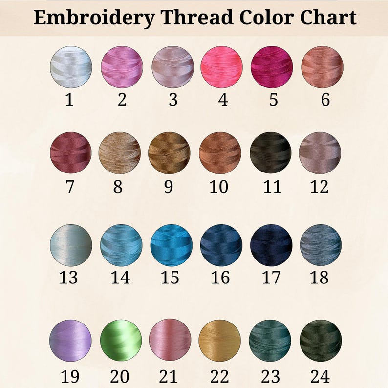 Thread color chart for embroidered ruffle baby cushion
