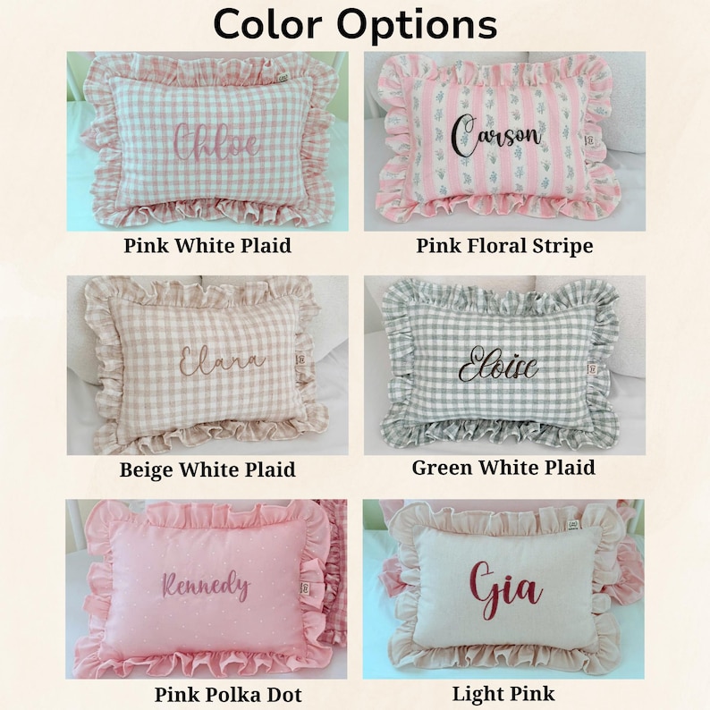 Linen color options for personalized baby name pillows