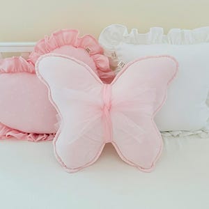 Handmade Light Pink Velour Butterfly Pillow, Nursery & Kids Decor