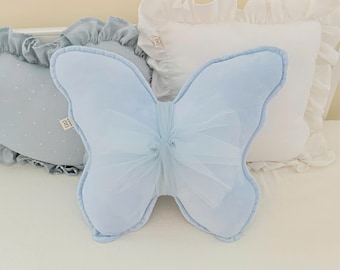 Handgemachte Blau Velour Schmetterling Kissen: Kinderzimmer Dekor Kissen