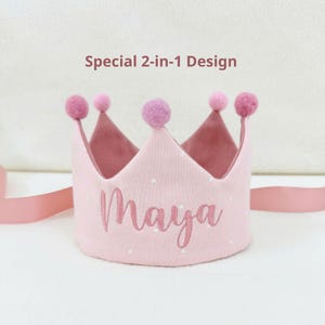 Personalized Linen Crown for Kids – Handmade Birthday Keepsake, Baby Shower Gift, First Birthday Party Hat