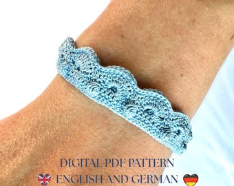 Crochet Bracelet Pattern Mermaid's Wave Ocean Inspired Micro Crochet Jewelry DIY