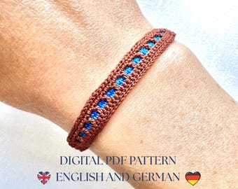 Crochet Bracelet Pattern Nautical Unisex DIY Micro Crochet Jewelry