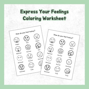 Hoja para colorear "Expresa tus sentimientos", tarjetas de emociones para niños, tarjetas de aprendizaje Montessori, hoja de trabajo de emociones, páginas para colorear de emociones