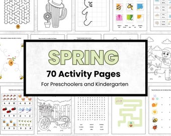 70 Spring Activity Pages, Spring Activity Kindergarten, Spring Printable for Homeschool, Preschool Worksheets, Spring Worksheet, Worksheets