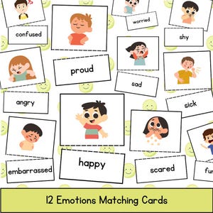 Emotions-Zuordnungspuzzles, Emotionskarten für Kinder, Emotionskarten, Illustrative Emotions-Zuordnungspuzzles, druckbare Arbeitsblätter, Montessori