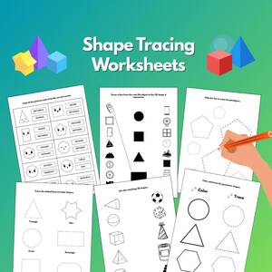 Shape Tracing Worksheets, Preschool Shape Tracing, Basic Shape Tracing, Printable Shape Worksheets, Homeschool Worksheets