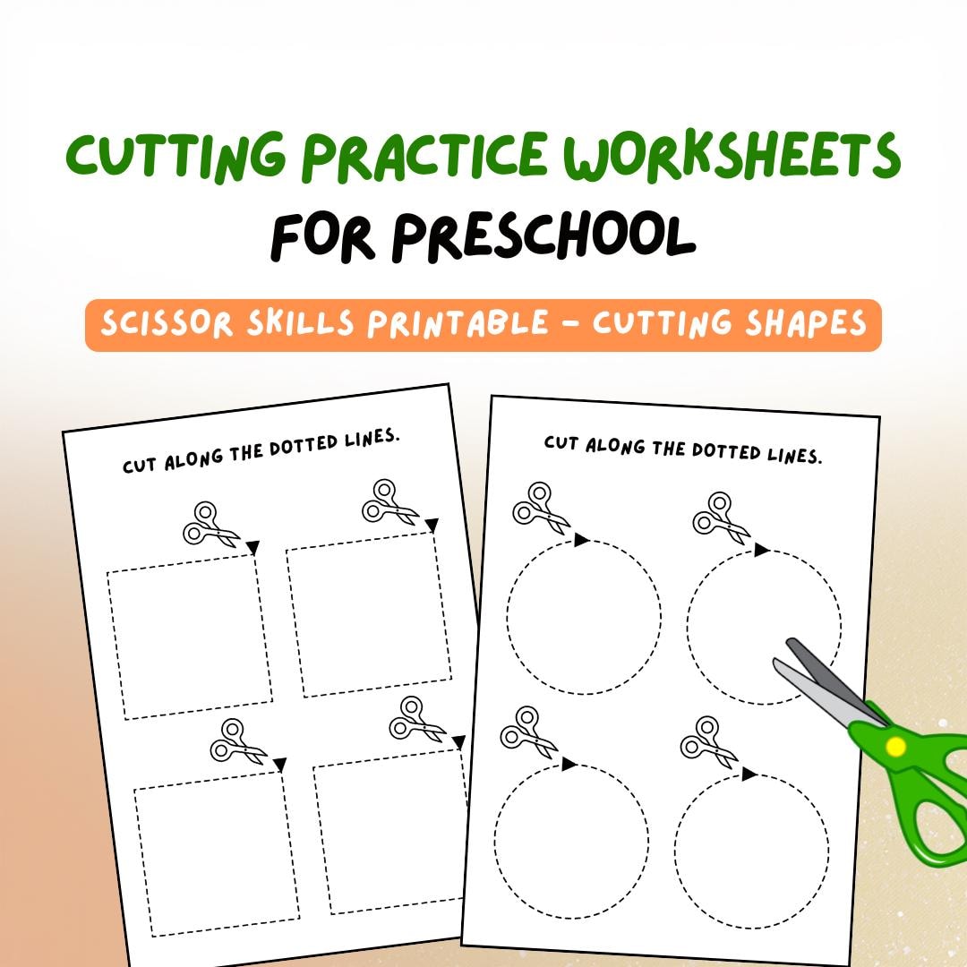 20 Cutting Practice Worksheets for Preschool | Scissor Skills Printable