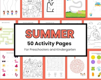 50 Sommeraktivitäten, Sommeraktivitäten für den Kindergarten, Sommer-Arbeitsblätter zum Ausdrucken für den Heimunterricht, Vorschul-Arbeitsblätter, Sommer-Arbeitsblatt, Arbeitsblätter