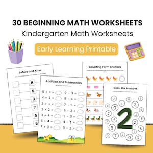 Printable Preschool Math Worksheets – 30 Beginning Math Activities Workbook PDF | Kindergarten Math Worksheets | Math Printable Workbook