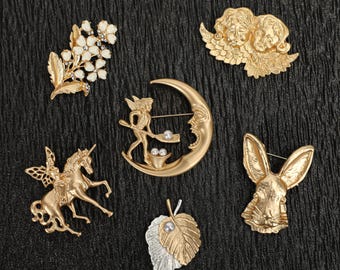 Broche Tourbillon Signée MONET - Plaqué Or Jaune - Bijou De Créateur Vintage - Occasion