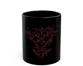 Kingdom Hearts Coffee Mug, Heartless Symbol Black Ceramic Mug, Japanese Anime Gamer Mug, Dark Aesthetic Coffee Cup, Kingdom Hearts Gift