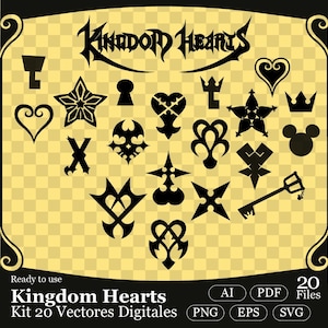 20 vectores digitales KINGDOM HEARTS. Llave espada | keyblade | vector | diseño | dibujo | taza | bolsa | personalizable | custom