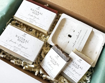 Natural Soap & Jesmonite Dish Gift Set | Vegan, Palm Oil Free, Plant-based Ingredients