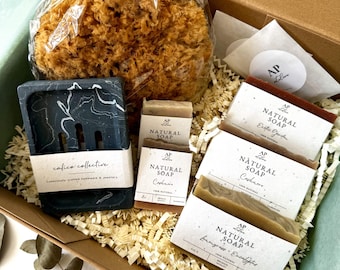 Artisan Natural Soap Gift Box | Sea Sponge, Soap Dish, Vegan Pamper Set