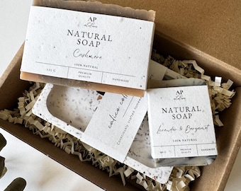 Handmade Natural Soap & Dish  Gift Set | Vegan Palm Oil Free Self-Care Gift | Personalised Gift Box