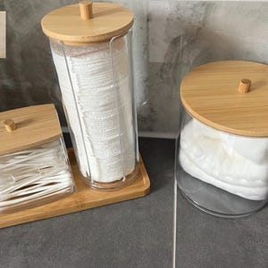 Bathroom storage container set (3 pieces) with bamboo lids – Stylish bathroom accessories for makeup